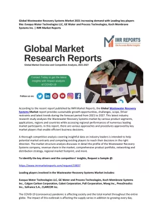 global wastewater recovery systems market 2021