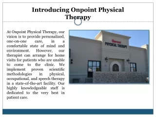 Introducing Onpoint Physical Therapy