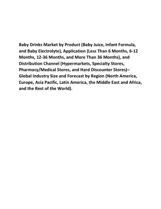 Baby Drinks market Trends Growth Report 2021-2026