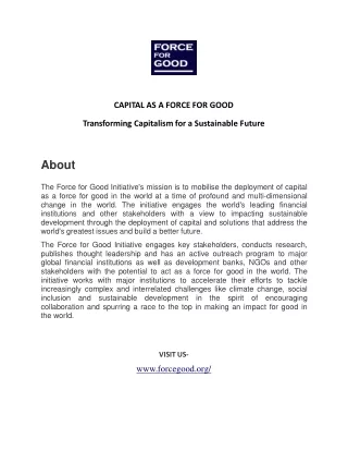 capital as a force for good transforming