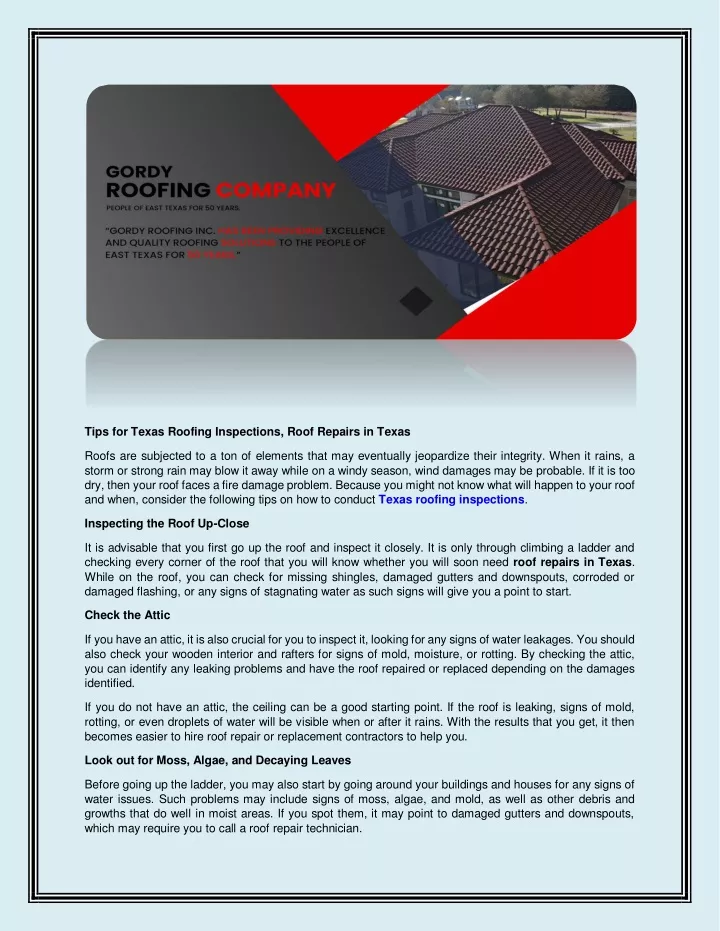 tips for texas roofing inspections roof repairs