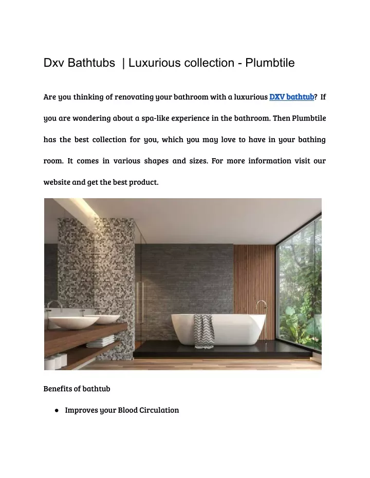 dxv bathtubs luxurious collection plumbtile