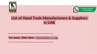 List of Hand Tools Manufacturers & Suppliers in UAE.
