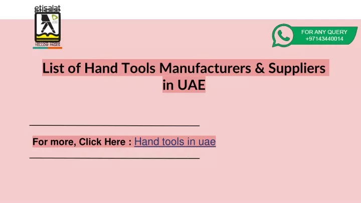 list of hand tools manufacturers suppliers in uae