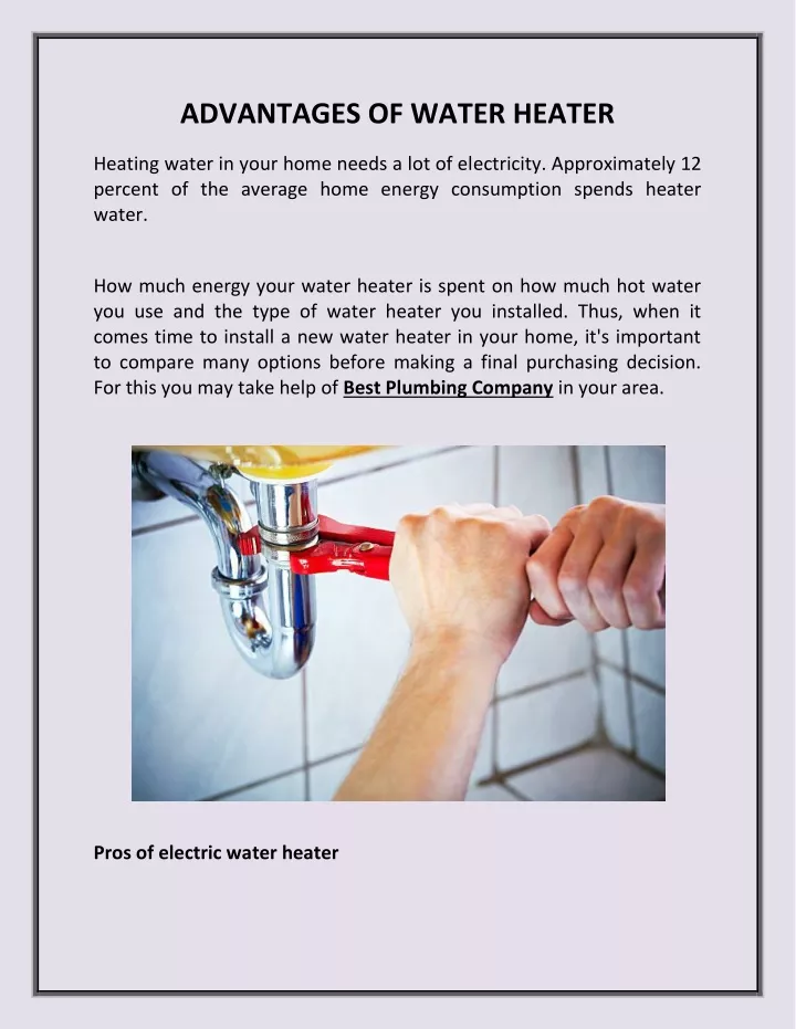 advantages of water heater