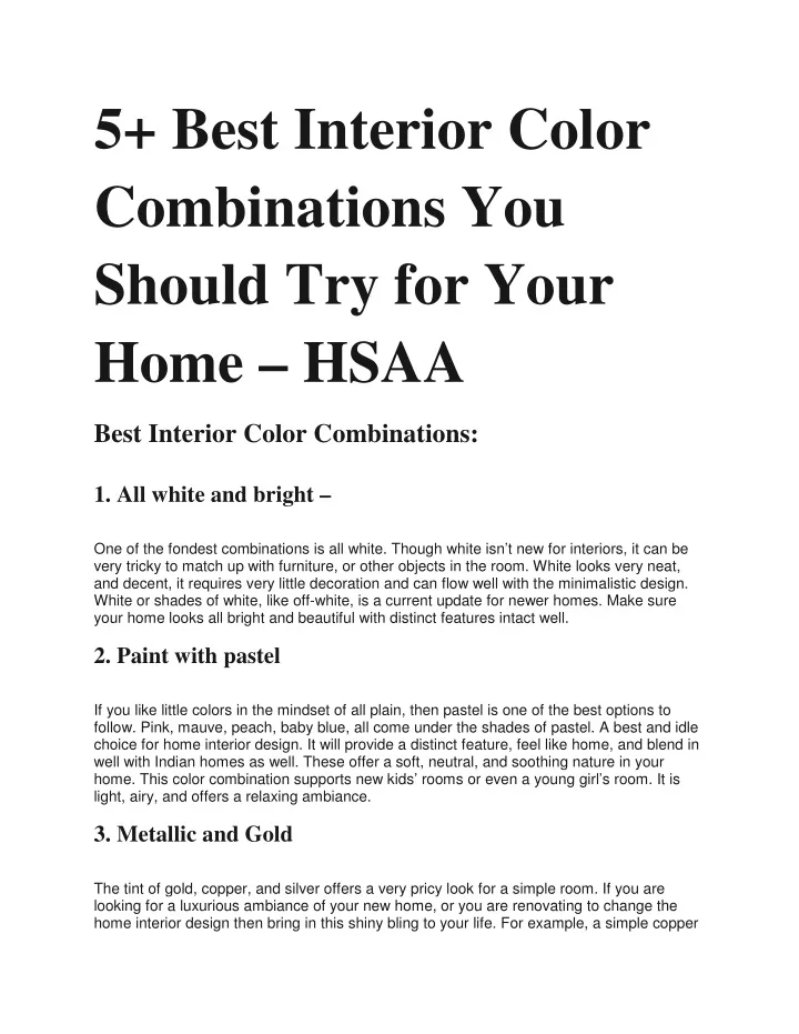 5 best interior color combinations you should
