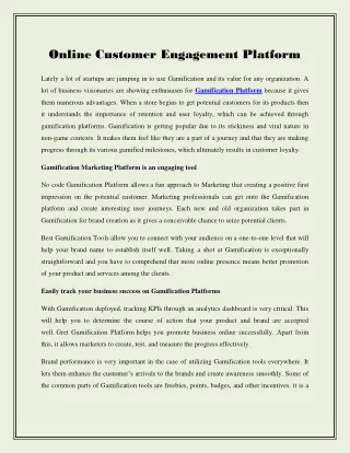 Online Customer Engagement Platform