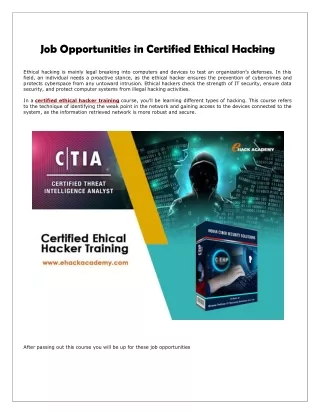 Job Opportunities in Certified Ethical Hacking