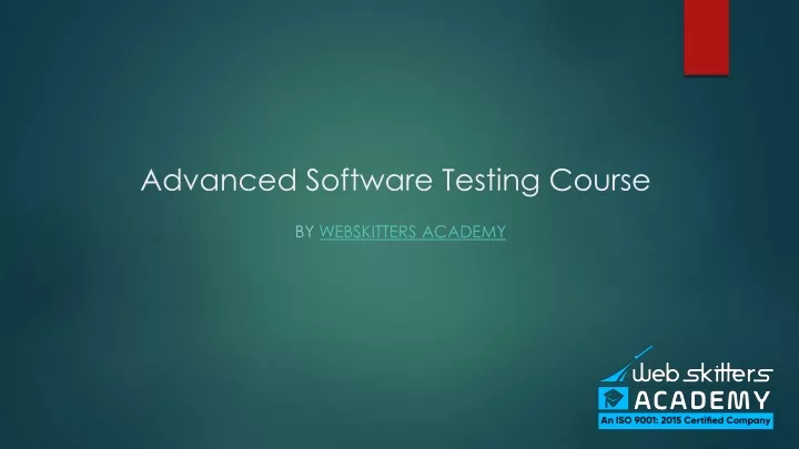 advanced software testing course