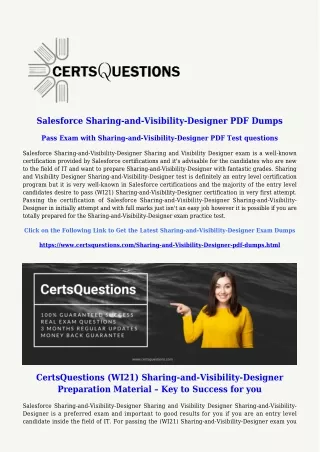Get Most current Salesforce Sharing-and-Visibility-Designer PDF Dumps -  Guarant