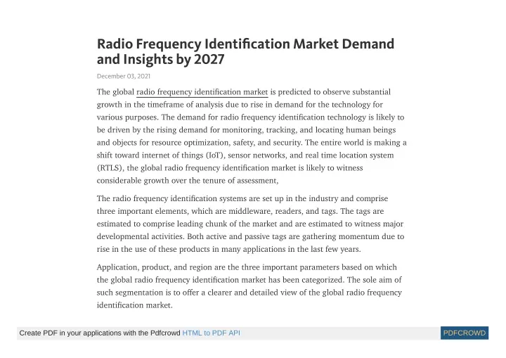 radio frequency identi cation market demand