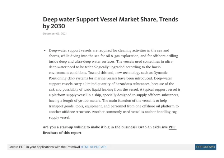 deep water support vessel market share trends