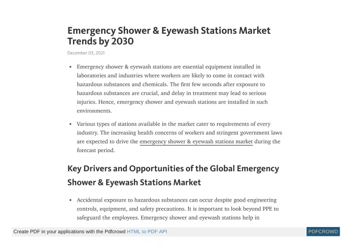 emergency shower eyewash stations market trends