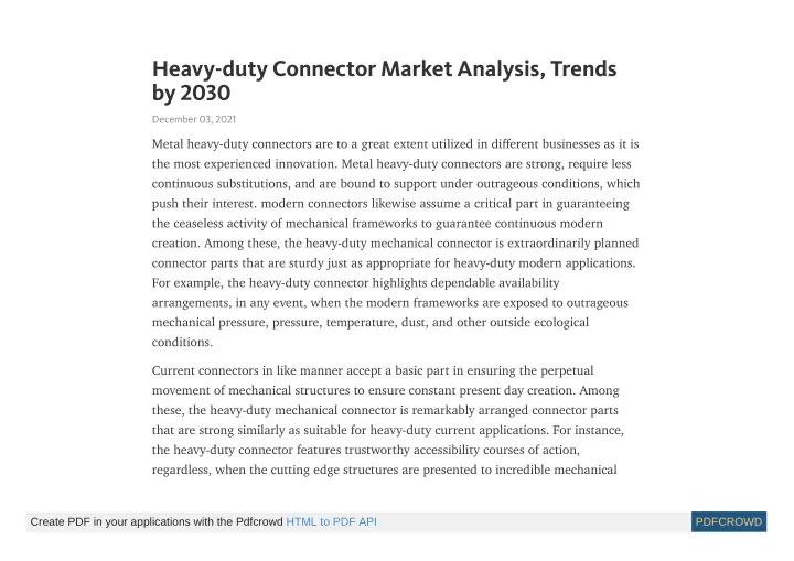 heavy duty connector market analysis trends