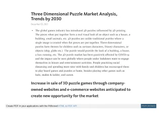 three dimensional puzzle market analysis trends