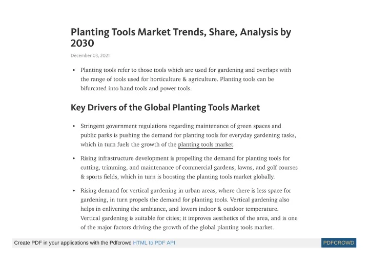 planting tools market trends share analysis
