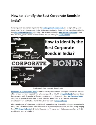 how to identify the best corporate bonds in india