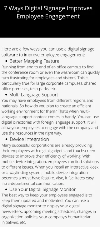 7 Ways Digital Signage Improves Employee Engagement