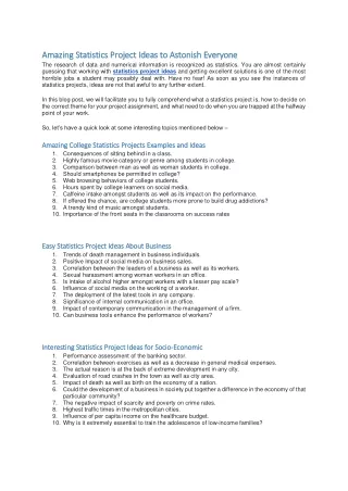 amazing statistics project ideas to astonish