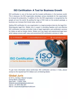 ISO Certification- A Tool for Business Growth