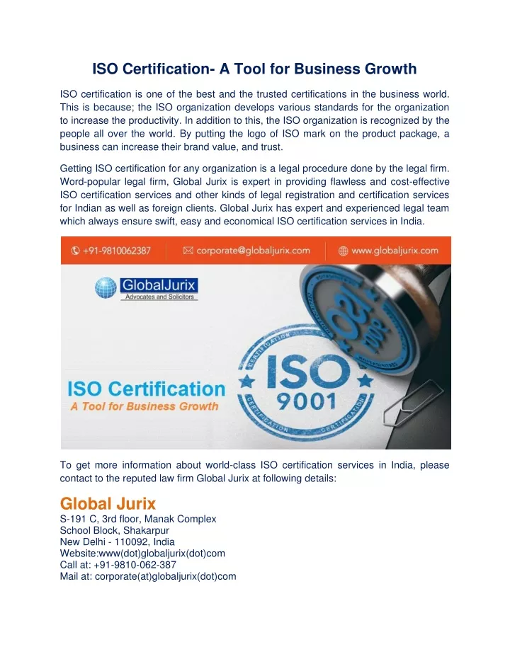 iso certification a tool for business growth