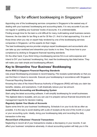 Tips for efficient bookkeeping in Singapore