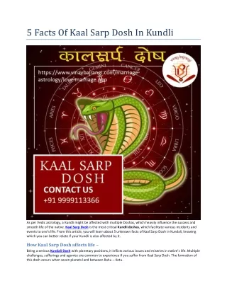 5 facts of kaal sarp dosh in kundli