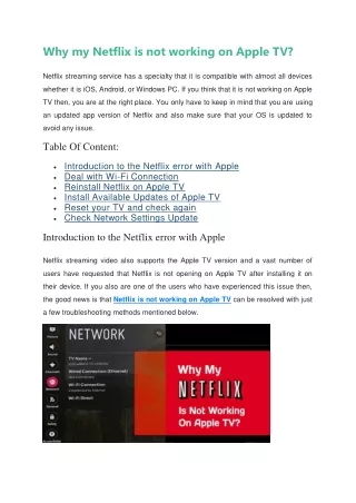 Why my Netflix is not working on Apple TV?