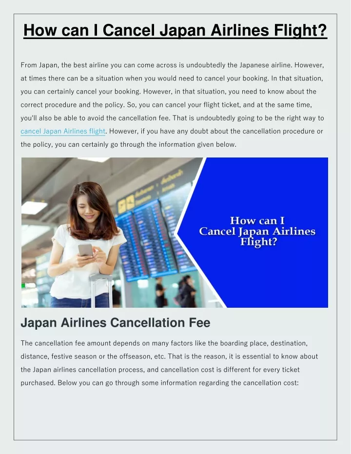 how can i cancel japan airlines flight