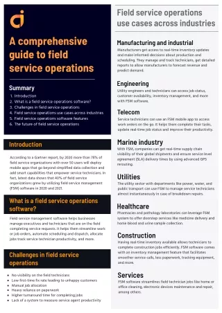 A comprehensive guide to field service operations