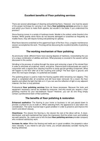 excellent benefits of floor polishing services