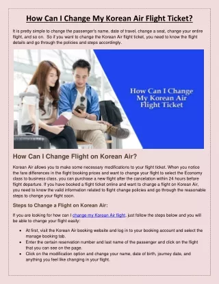 How Can I Change My Korean Air Flight Ticket