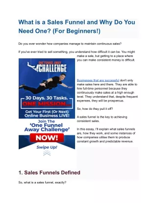 What is a Sales Funnel and Why Do You Need One? (For Beginners!)