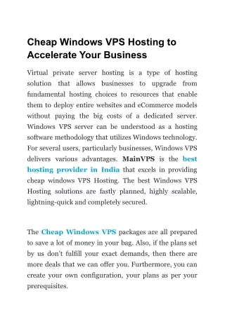 Cheap Windows VPS Hosting to Accelerate Your Business