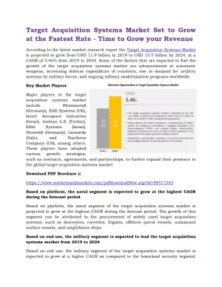 target acquisition systems market set to grow