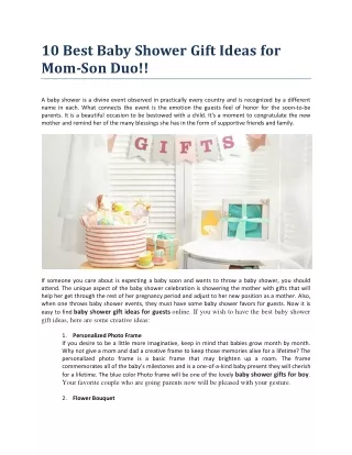 10 Best Baby Shower Gift Ideas for Mom-Son Duo!!