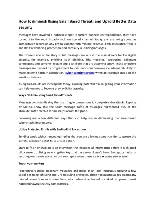 how to diminish rising email based threats