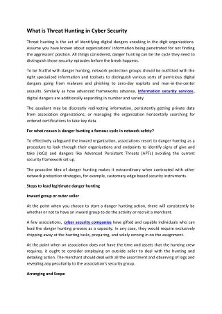 what is threat hunting in cyber security