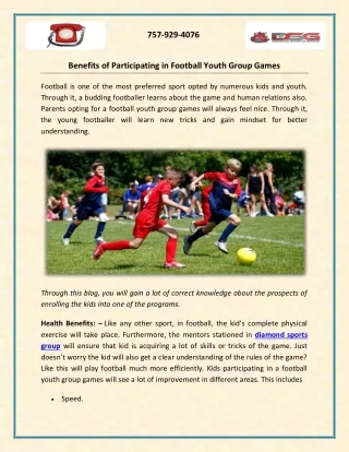 Benefits of Participating in Football Youth Group Games