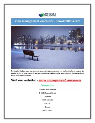 snow management vancouver snowlimitless com