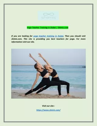 Yoga Teacher Training In Dubai | Shimis.com