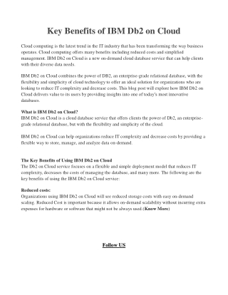 Key Benefits of IBM Db2 on Cloud - Allbluesolutions.com