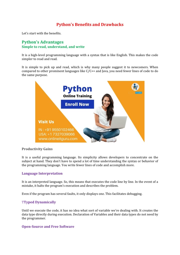 python s benefits and drawbacks