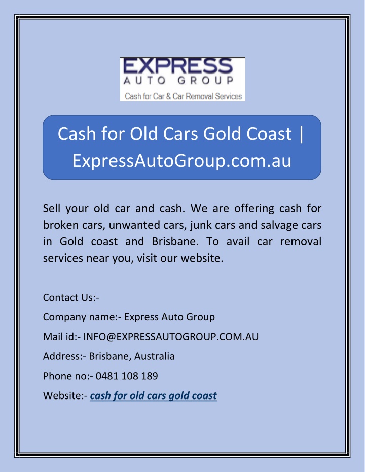 cash for old cars gold coast expressautogroup