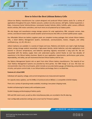 how to select the best lithium battery cells
