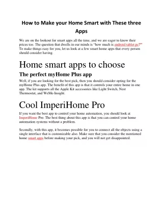 How to Make your Home Smart with These three Apps