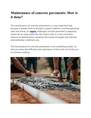 maintenance of concrete pavements how is it done