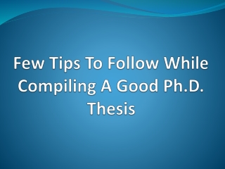 Tips for writing a PhD thesis