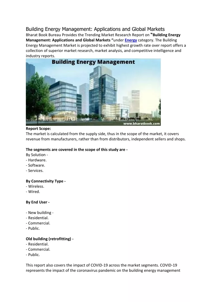 building energy management applications