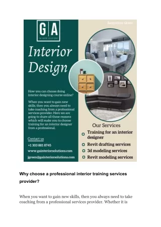 Why choose professional interior training services provider?